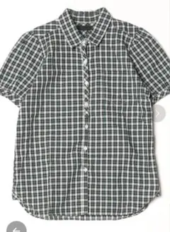【美品】JEANASIS チェック柄パフスリーブ半袖シャツ　グリーンのサムネイル