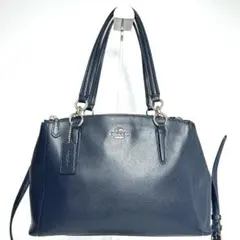 0164 COACH ネイビー レザー 2way ハンドバッグ