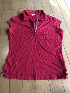 Tommy jeans 赤のフレンチスリーブポロシャツ お値下げ