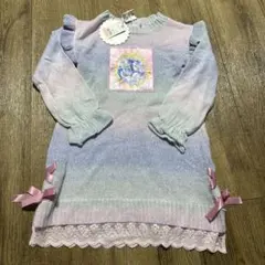 新品 タグ付 エコネコ 長袖 ニット ワンピース 110cm