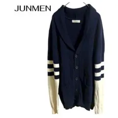 JUNMEN 長袖ニットカーディガン　配色　メンズ　羽織のサムネイル