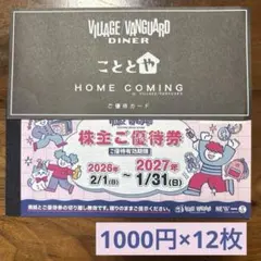 ヴィレッジヴァンガード　株主優待券　1,2000円分のサムネイル