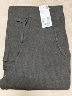 UNIQLO ウォッシャブルニットリブパンツ（ダークグリーン）M