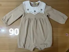 モイモルン　ベージュ 長袖ロンパース 90