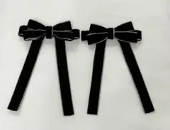 黒いベルベットリボンヘアピン2個セット