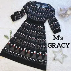 【美品】MS GRACY 黒　ワンピース　ベロア　エムズグレイシー　38