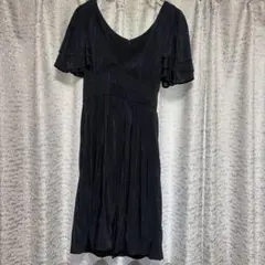 ★美品★RayBEAMS フリル袖 フレアドレス　ネイビーのサムネイル