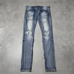 雰囲気抜群◆mnml ストレッチスキニーデニム ダメージ クラッシュ加工 32