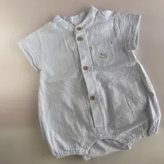 Cottoli コトリ 半袖 ロンパース 70 ストライプ 木馬 バースデイ