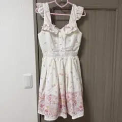 LIZ LISA リズリサ　こねこのキャンディワゴン柄ジャンスカ　ホワイト