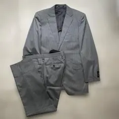 【美品】コムサイズム ウール スーツ ストライプ グレー L相当
