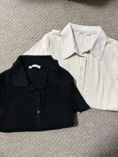 ZARA 半袖リブポロシャツ　２点セット