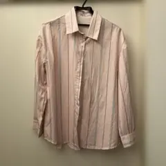 ピンクと紫のストライプ長袖シャツ