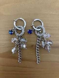 イヤリング シルバー ハンドメイドアクセサリー揺れる 個性派 一点物 大ぶり