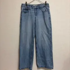 ホリスター デニム パンツ ワイド リボン刺繍 W27 青 コットン お出かけのサムネイル