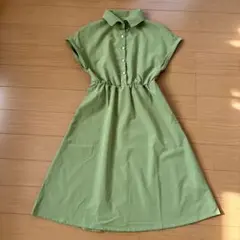 オリーブグリーン 半袖ワンピース