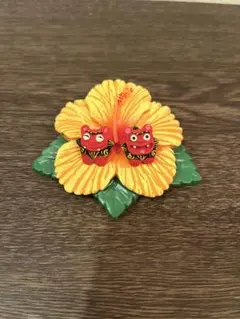 沖縄 シーサー ハイビスカス 置物