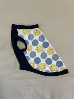 ハンドメイド 春夏物 ニットスマイル柄 犬服 タンクトップ Mサイズ