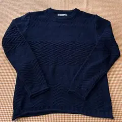 ナノユニバース 変わり織ニットセーター メンズM ネイビー