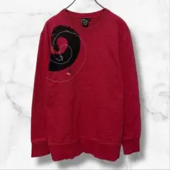 【波達】長袖コットントレーナー スウェット 刺繍(M)綿100 メンズ 秋冬 上