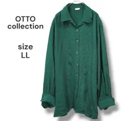 OTTO collection　シルクオーバーサイズシャツ　花柄模様　LL　緑のサムネイル