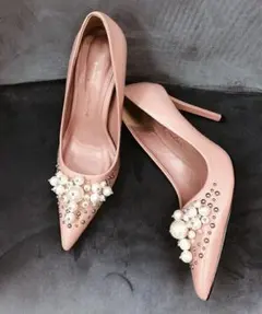 パールスタッズポインテッドパンプス ピンク r&e エスペランサ DIANA