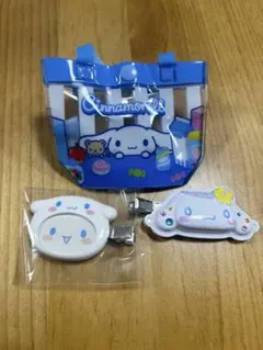 シナモンロール　ヘアクリップ 2個　ミニビニールバック