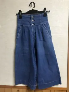 B&J デニムブルー ハイウエストワイドパンツ