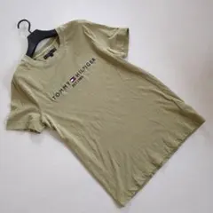 TOMMY HILFIGER ロゴ刺繍 半袖Tシャツ カーキ S メンズ