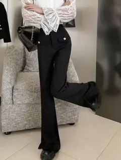 SHEIN フレアパンツ（ブラック）のサムネイル