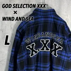 【タグ付未使用品】ウィンダンシー×ゴッドセレクション バックロゴ ネルシャツ L