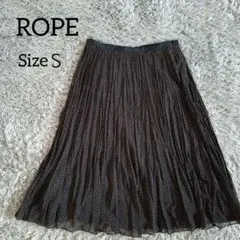 【美品】ROPE 黒ドット柄 ひざ丈ギャザースカート S　未使用品