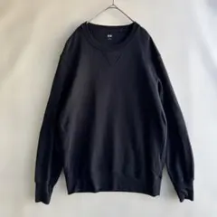 ユニクロ　スウェットシャツ メンズ L ブラック V字ガゼット　無地　黒