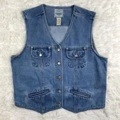 【90s】セントジョンズベイ デニムベスト 4ポケット 刻印ボタン 尾錠 ジレ