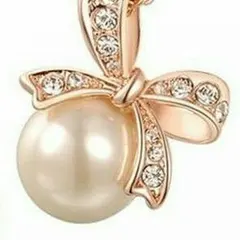 パール リボン ネックレス ローズゴールド 真珠 EARTHER RING