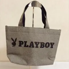 未使用品　PLAYBOY トートバッグ グレー ロゴ入り　Y2K