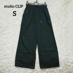 studio CLIP ワイドイージーパンツ リネン混 サイズS ブラック