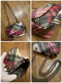 ヴィヴィアン タータンチェック オーブ ミニ チェーンバッグ ハンドバッグ 伊製