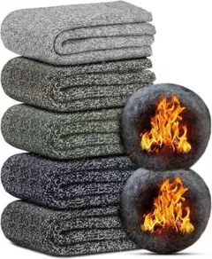 極暖⭐️ 5足 靴下 メンズ 27-29cm ウールソックス ブラック ネイビー