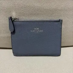 COACH パスケース　キーリング付き　コインケース　ブルーグレー