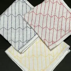 刺し子　ふきん　完成品　矢羽根　3枚セット