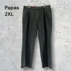 パパス ブラック デニムパンツ 54 2XL ツータック センタープレス 日本製