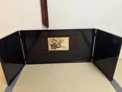 ひな祭り飾り 雛道具 屏風　花車の絵柄　金屏風