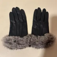 手袋　レザー　ファー　黒　ブラック