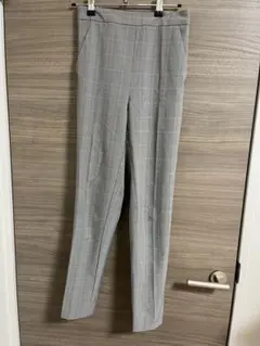 GU チェック　グレー　パンツ