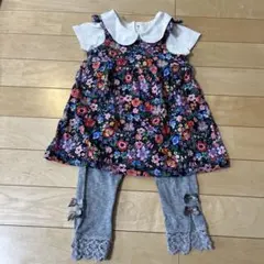 セット売り　花柄ワンピース　白ロンパース　レギンスセット　80㎝