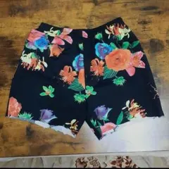 花柄　薔薇柄　ハーフパンツ　古着