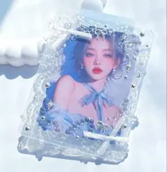 トレカケース　デコ　レジン　ホイップ　クリア　バレエコア　リボン　シルバー　B8