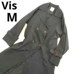 M L 美品 Vis トレンチコート ロングコート ネイビー 紺 ボタン ベルトのサムネイル