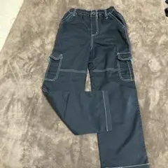 黒 カーゴパンツ ゴムウエスト